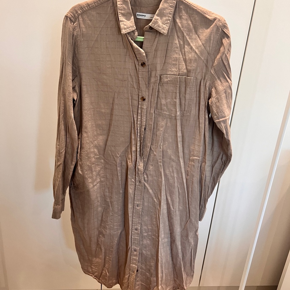 Sonoma Button-Down Midi Dress - Beige